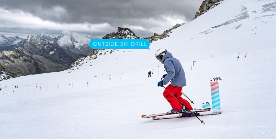 Pressure outside skis on ice